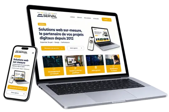 Aperçu du site SERVAL sur ordinateur portable et mobile